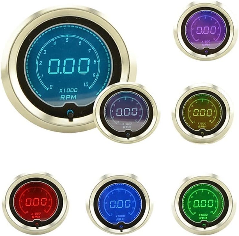 LEVANLIGHT Black 7 Color LED Display Elec 0-9999 RPM Tachometer Tacho Gauge for 4/6/8 Cylinder Gas Powered Engines | 7 Adjustable Color LED | Dual Digital Analog Output|2-1/16" 52mm - Image 5